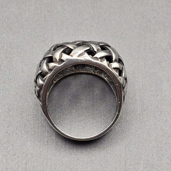 VTG Sterling Silver Woven Dome Ring Size 6 Basket Weave Texture Signed F 5.71g - Picture 3 of 9